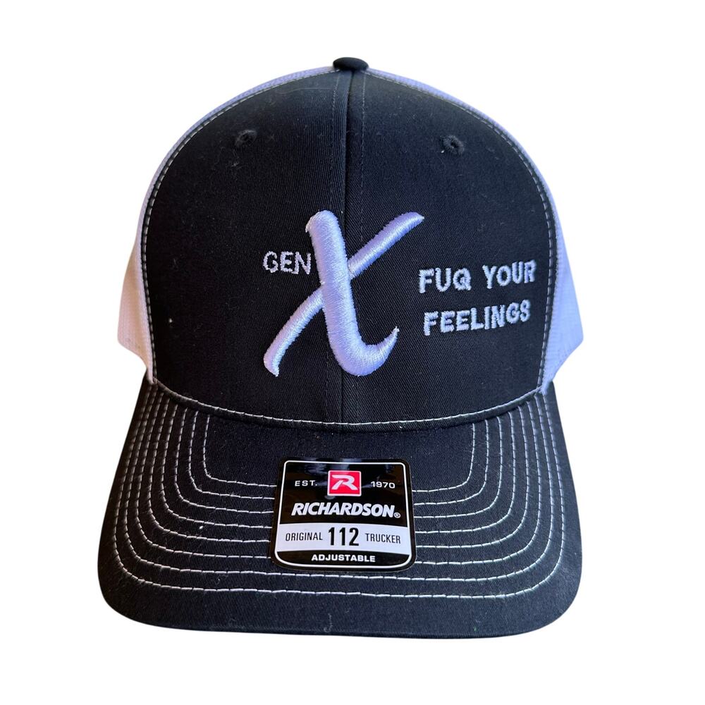 Gen X Trucker Snap Back Hat FUQ Your Feelings Flat Bill Richardson Mesh Cap